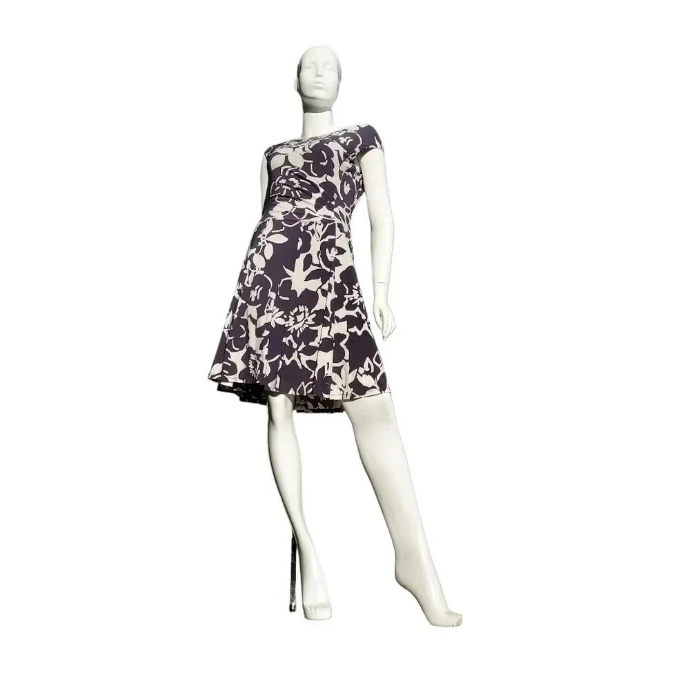 Lauren Ralph Lauren Gray and White Floral Ruched Womens Dress Size 6 - Picture 14 of 14